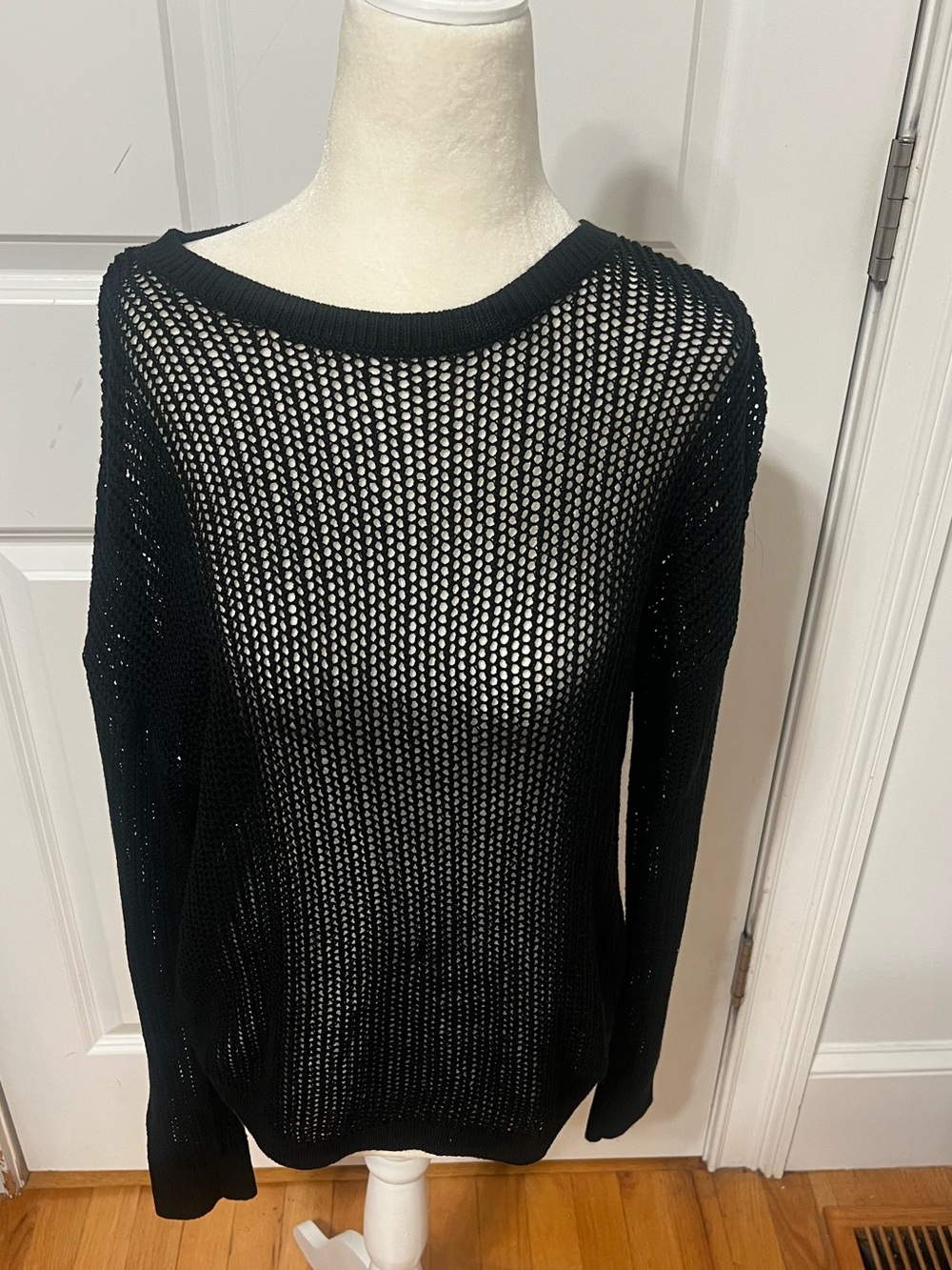 Uniqlo Black Open-Weave Crewneck Sweater